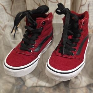 Vans Kids High-Top Sneakers in Red and Black - Size 10.5 Toddler